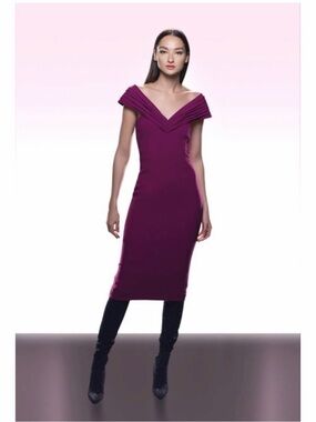 Kimora Lee Simmons Silk Pleated Neckline Dress